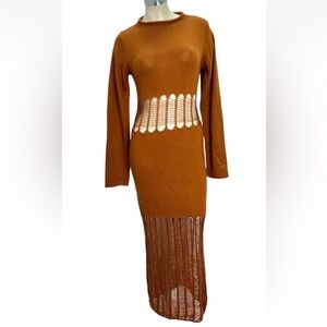 Fashion Nova Tamara Sweater Midi Dress in Camel Size XL